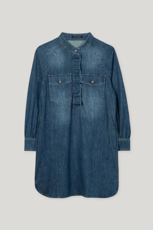 DENIM DRESS WITH RUFFLE 728606