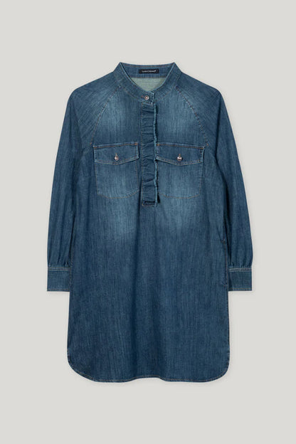 DENIM DRESS WITH RUFFLE 728606