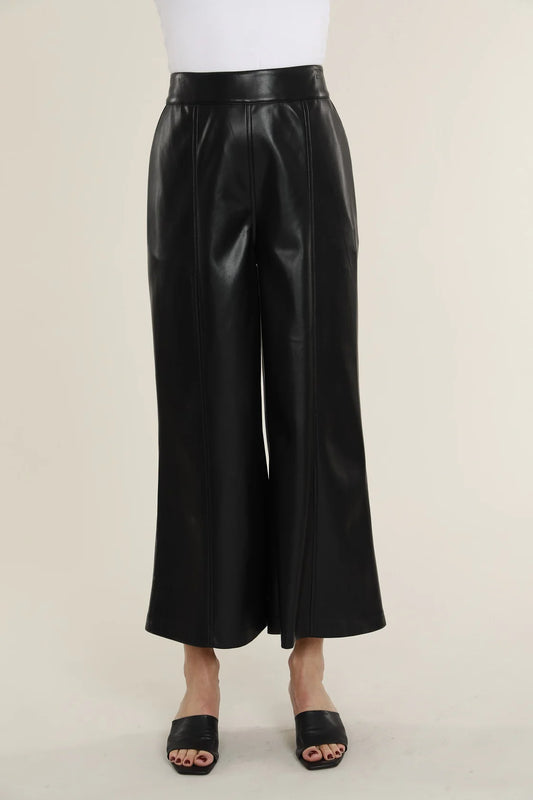 VEGAN LEATHER WIDE LEG CROPPED PANT 75303