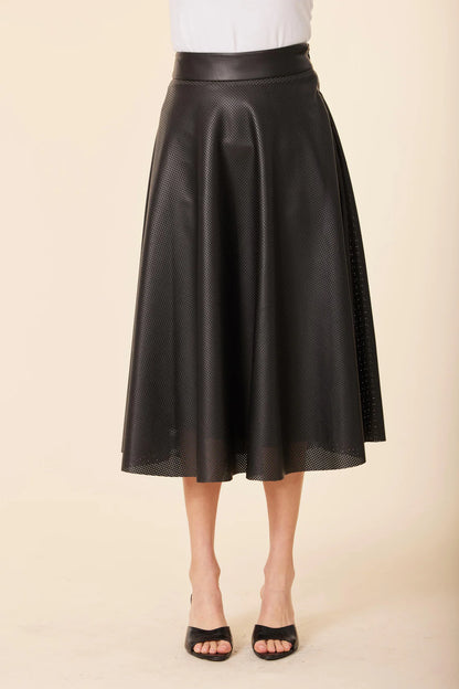 VEGAN LEATHER PERFORATED SKIRT 75748