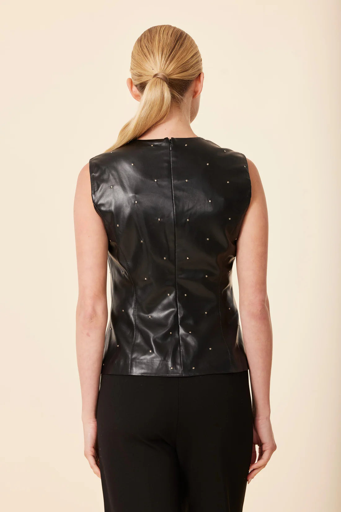 VEGAN LEATHER STUDDED TOP 75873