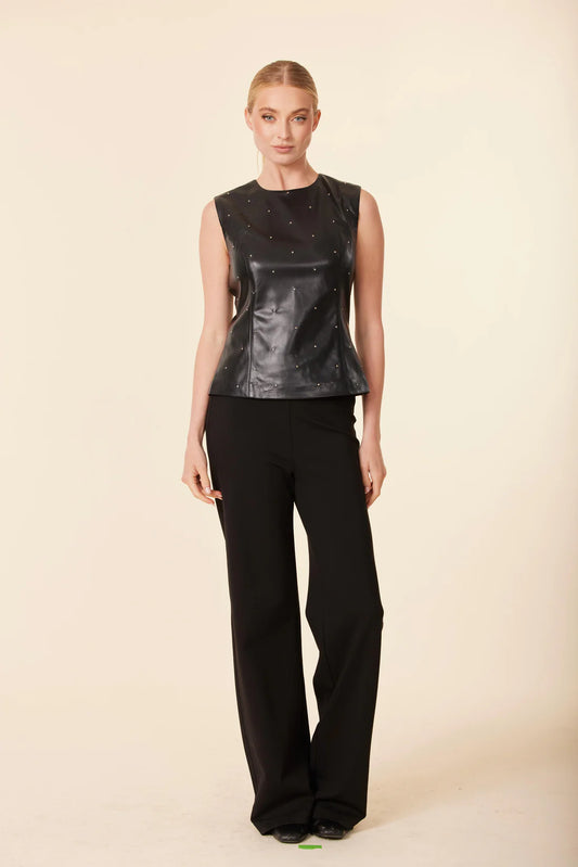VEGAN LEATHER STUDDED TOP 75873