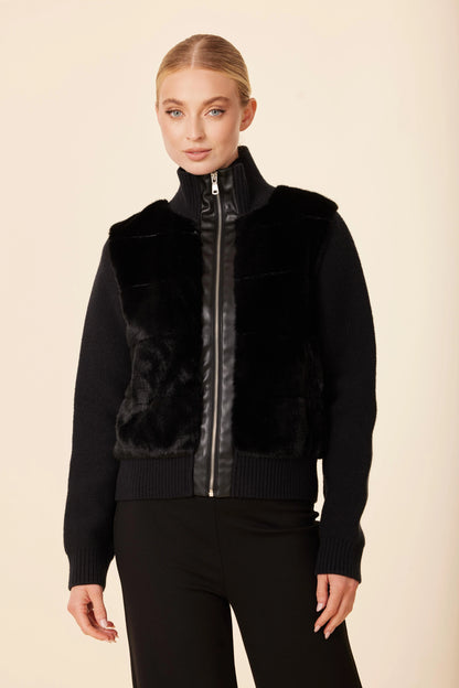 FAUX FUR VEGAN NYLON PUFF JACKET 75975