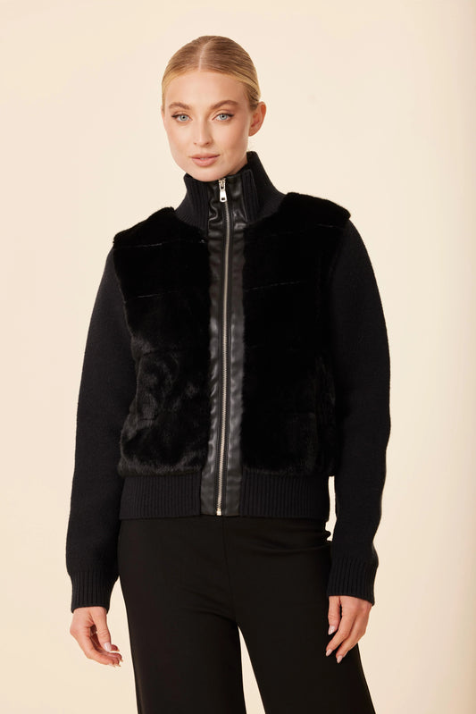 FAUX FUR VEGAN NYLON PUFF JACKET 75975