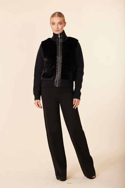 FAUX FUR VEGAN NYLON PUFF JACKET 75975