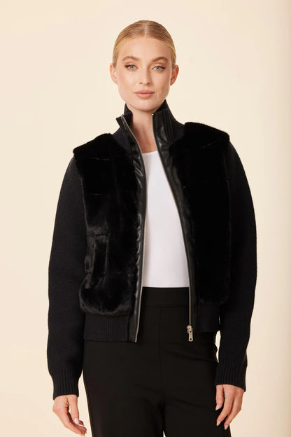 FAUX FUR VEGAN NYLON PUFF JACKET 75975