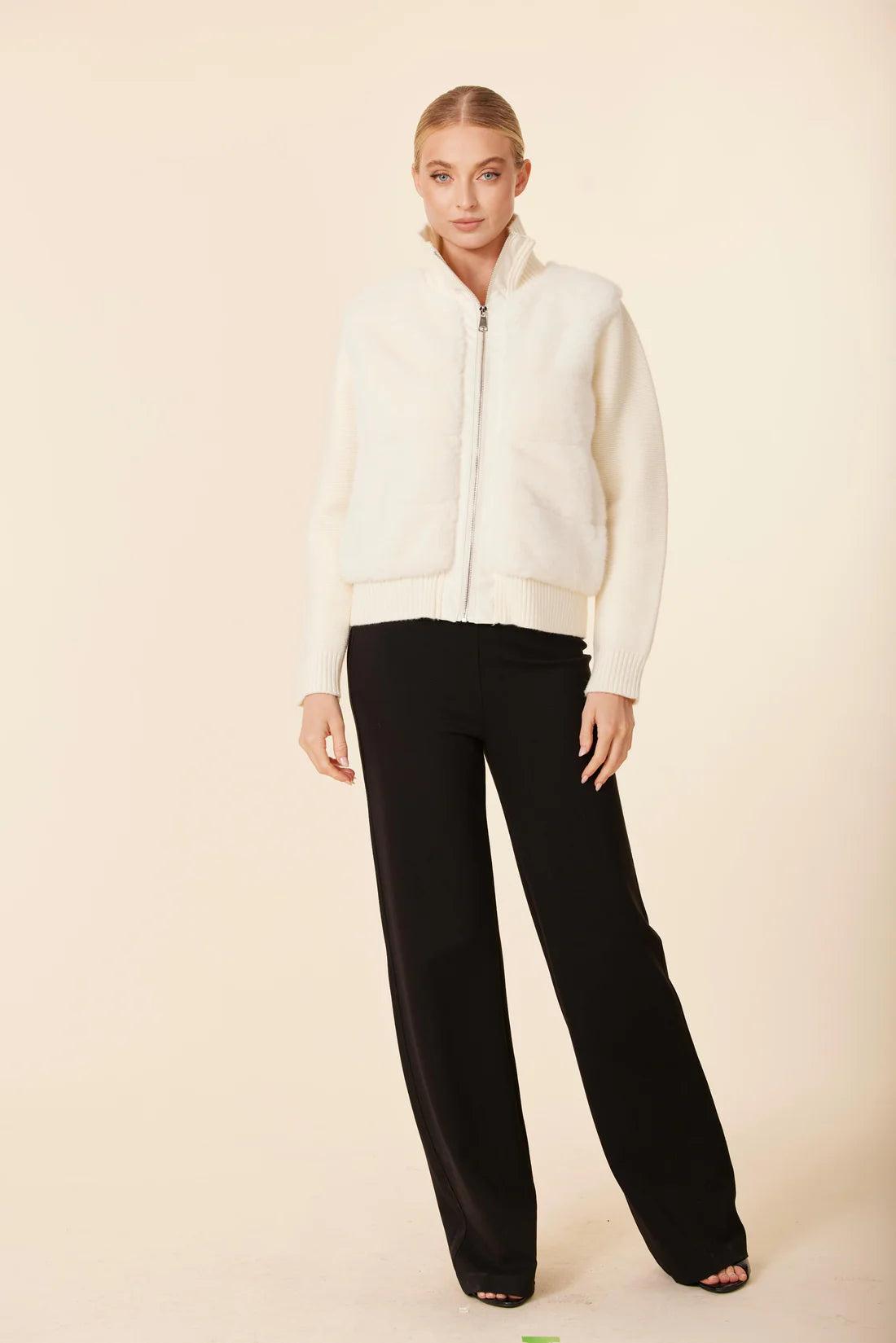 FAUX FUR VEGAN NYLON PUFF JACKET 75975