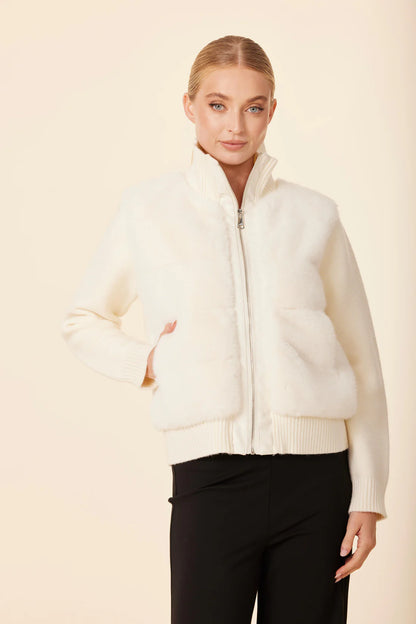 FAUX FUR VEGAN NYLON PUFF JACKET 75975