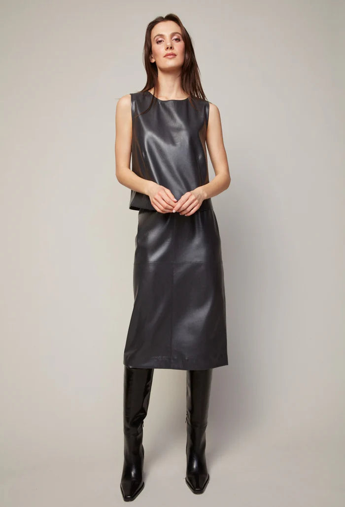 BONNIE VEGAN LEATHER SLEEVELESS TOP 7020-2000