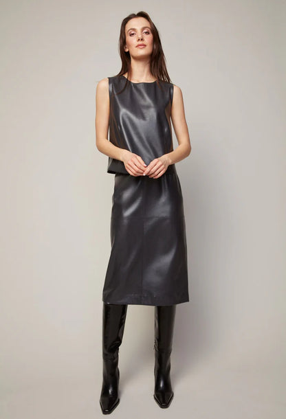 BONNIE VEGAN LEATHER SLEEVELESS TOP 7020-2000