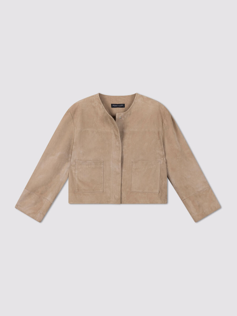 SUEDE JACKET W/ ROUND COLLAR 800247