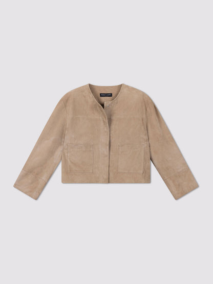 SUEDE JACKET W/ ROUND COLLAR 800247