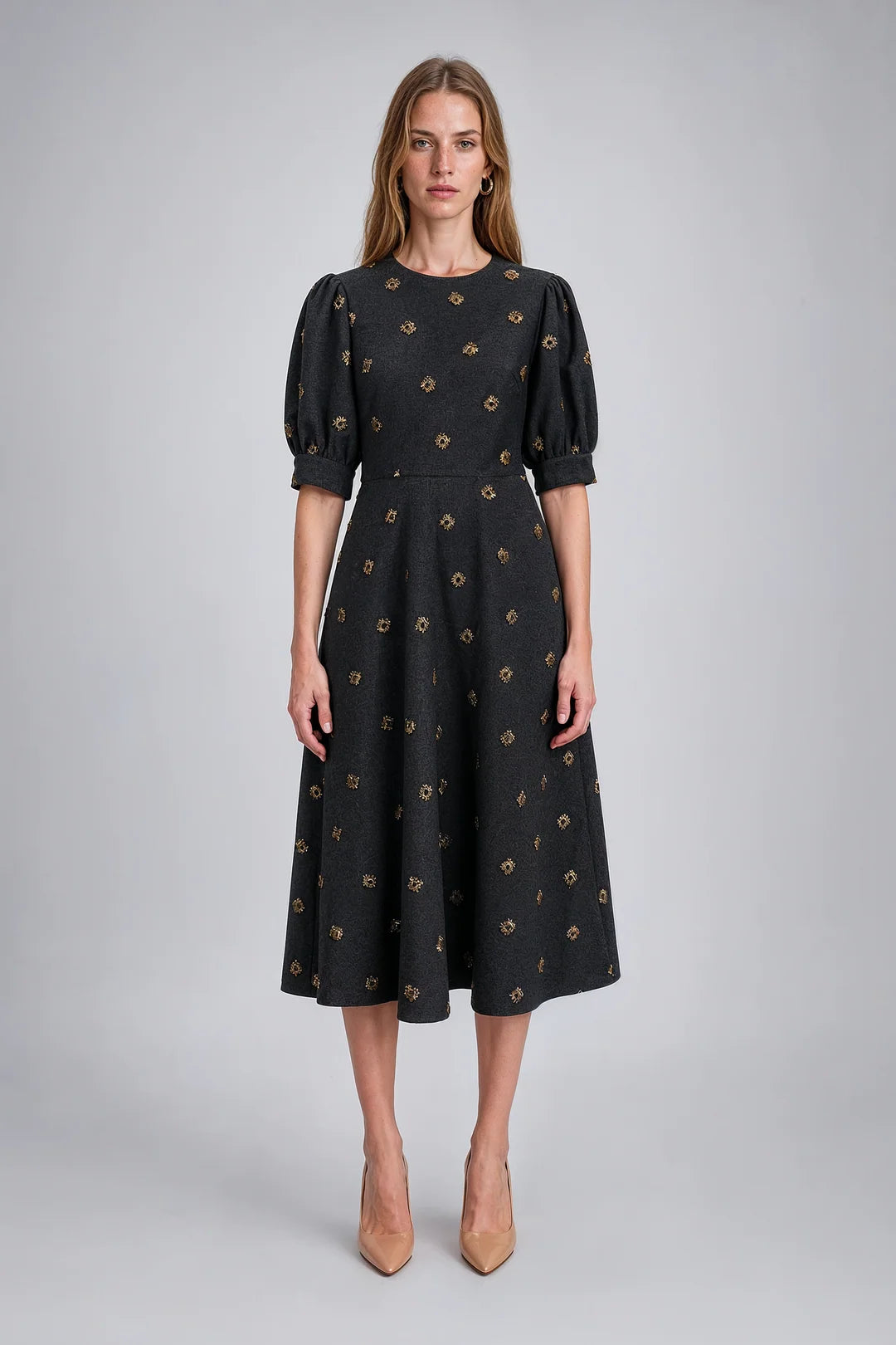 PUFF SLEEVE MIDI DRESS 91C80103