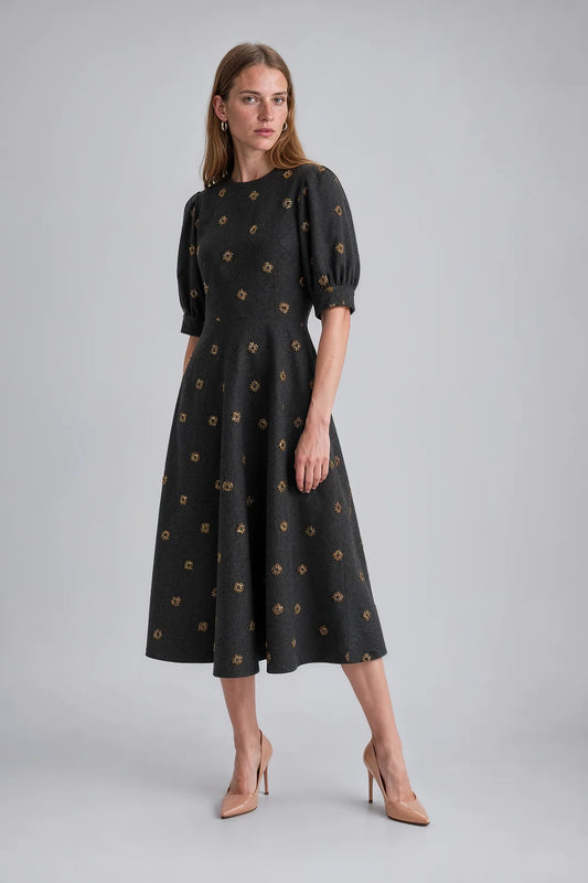 PUFF SLEEVE MIDI DRESS 91C80103