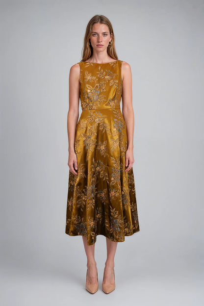 FLORAL JACQUARD SLEEVELESS DRESS 91G80126