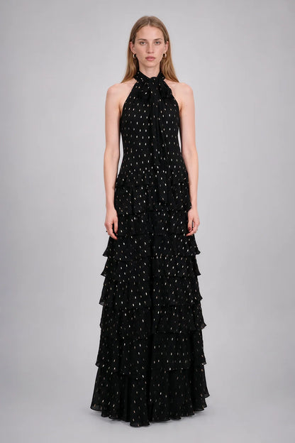 METALLIC CLIP DOT TIERED GOWN 91G8097