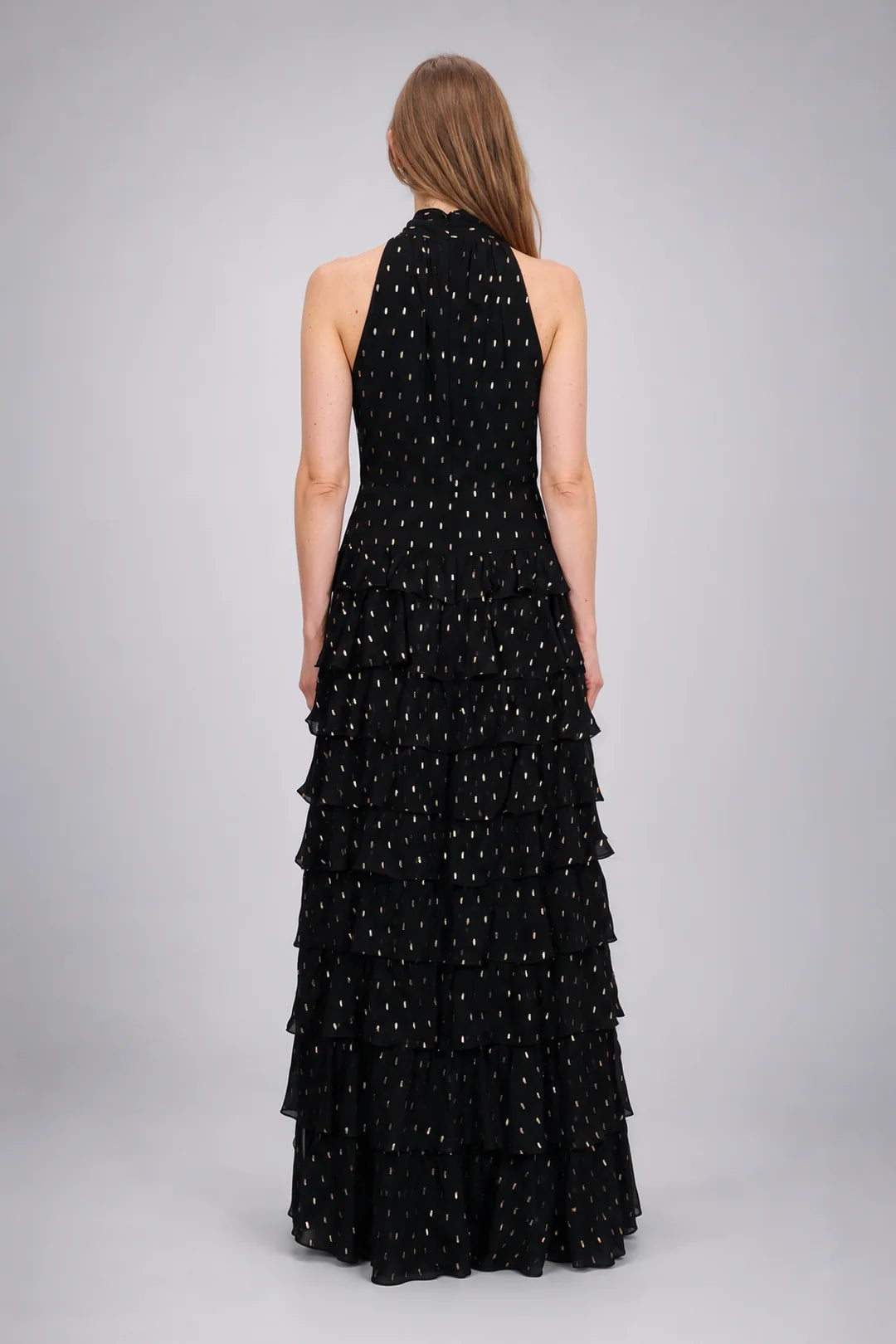 METALLIC CLIP DOT TIERED GOWN 91G8097