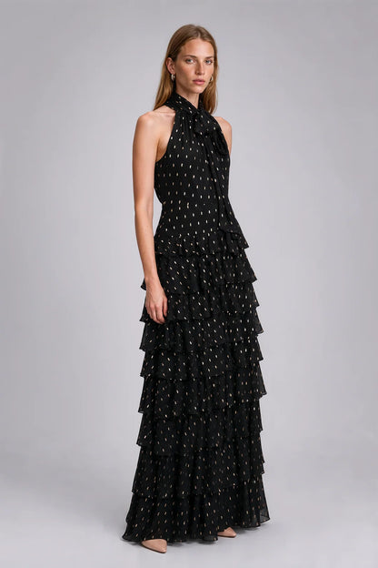 METALLIC CLIP DOT TIERED GOWN 91G8097