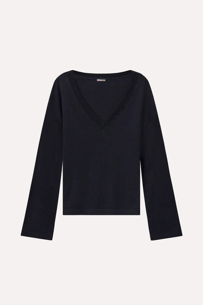 COTTON CASHMERE WIDE V NECK SWEATER 9305