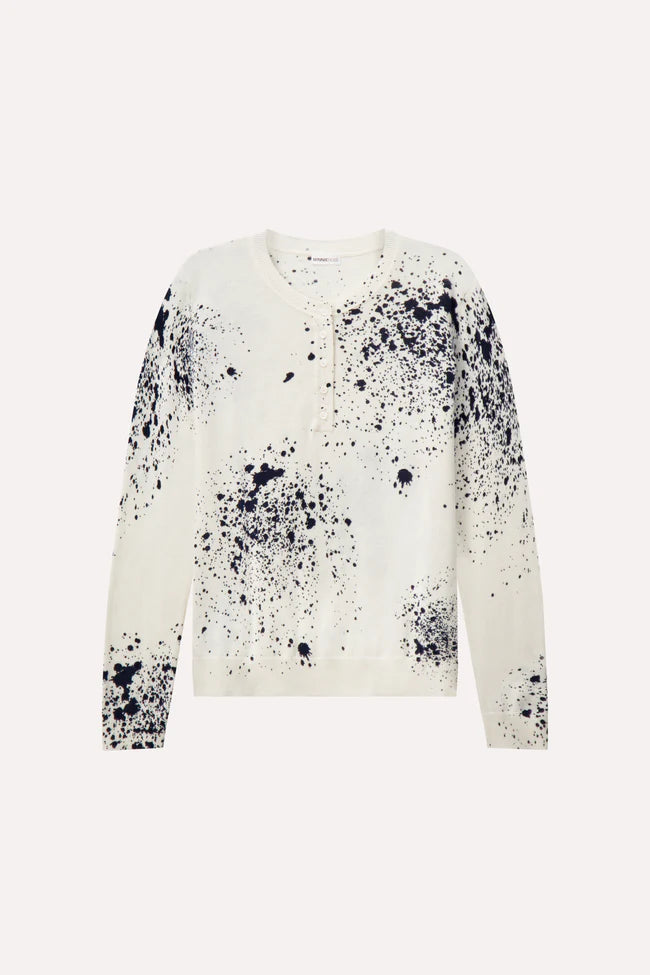 COTTON CASHMERE PAINT SPLATTER HENLEY 9483