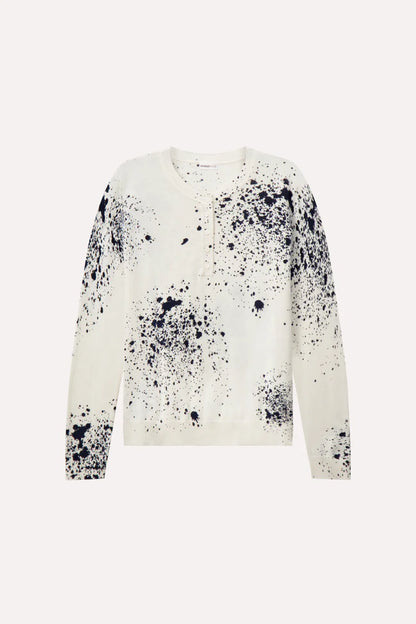 COTTON CASHMERE PAINT SPLATTER HENLEY 9483