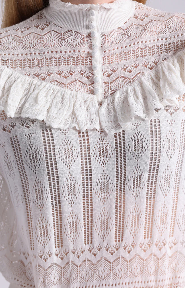 MOCK NECK W/ RUFFLE DETAIL TOP 9736