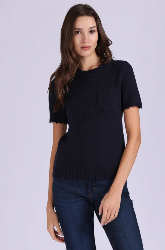 FRAYED CREW TEE W/ POCKET 9856