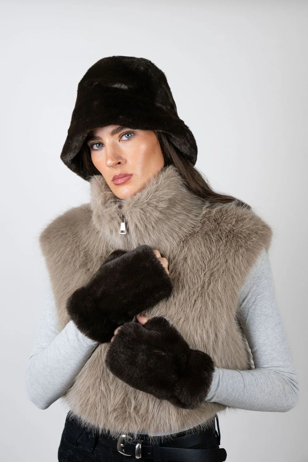 FINGERLESS FUR GLOVES