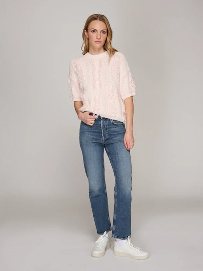 SHORT SLEEVE FRINGE CREWNECK NHT14617