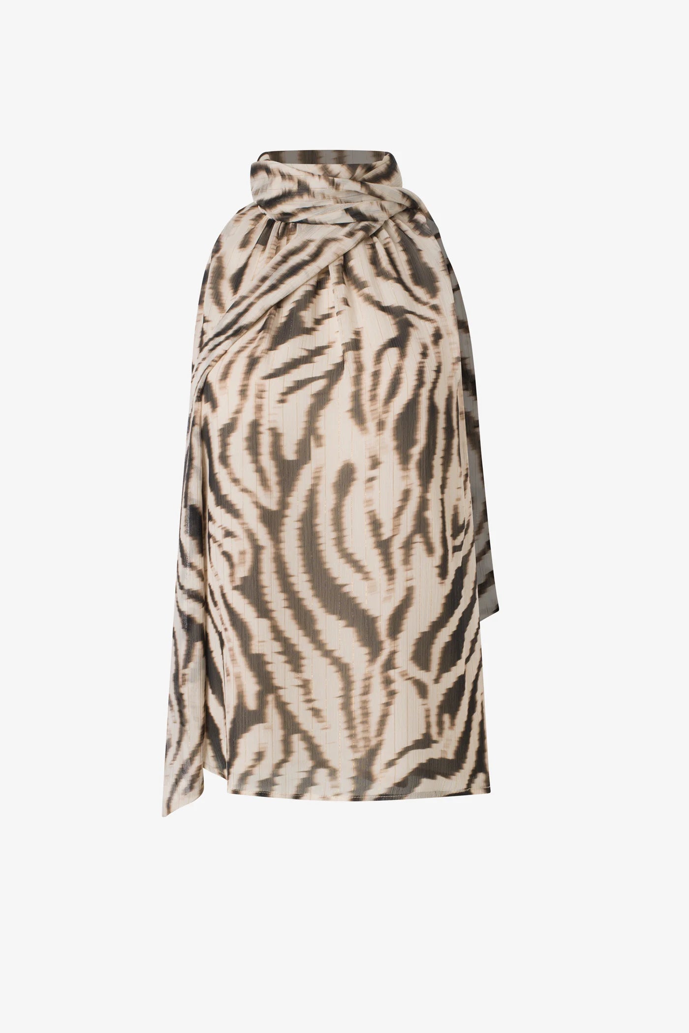PRINTED SLEEVELESS SCARF BLOUSE F25BZ1588