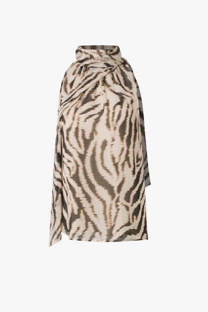PRINTED SLEEVELESS SCARF BLOUSE F25BZ1588