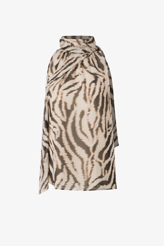PRINTED SLEEVELESS SCARF BLOUSE F25BZ1588