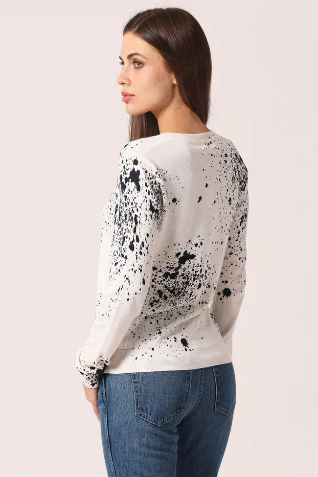 COTTON CASHMERE PAINT SPLATTER HENLEY 9483