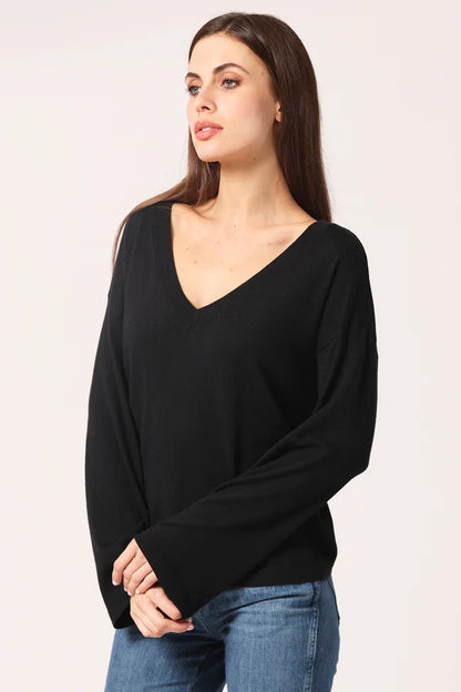 COTTON CASHMERE WIDE V NECK SWEATER 9305
