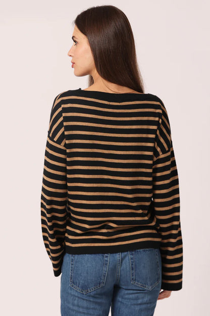 STRIPED WIDE V NECK 9306