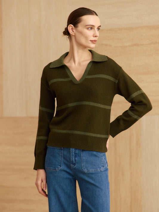 COTTON CASHMERE V NECK POLO PLT3717
