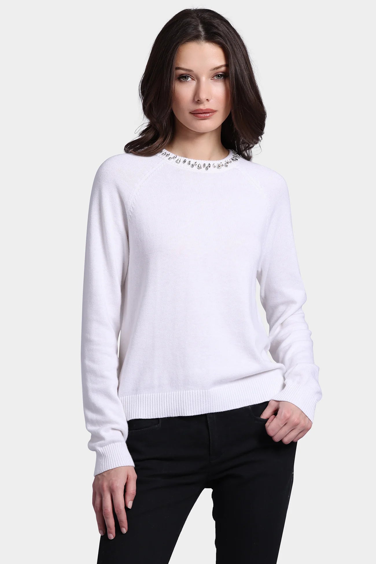 JEWEL NECK RAGLAN CREW 9021