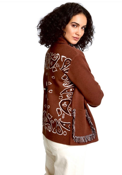 BANDANA JACQUARD JACKET W/ FRINGE 52062