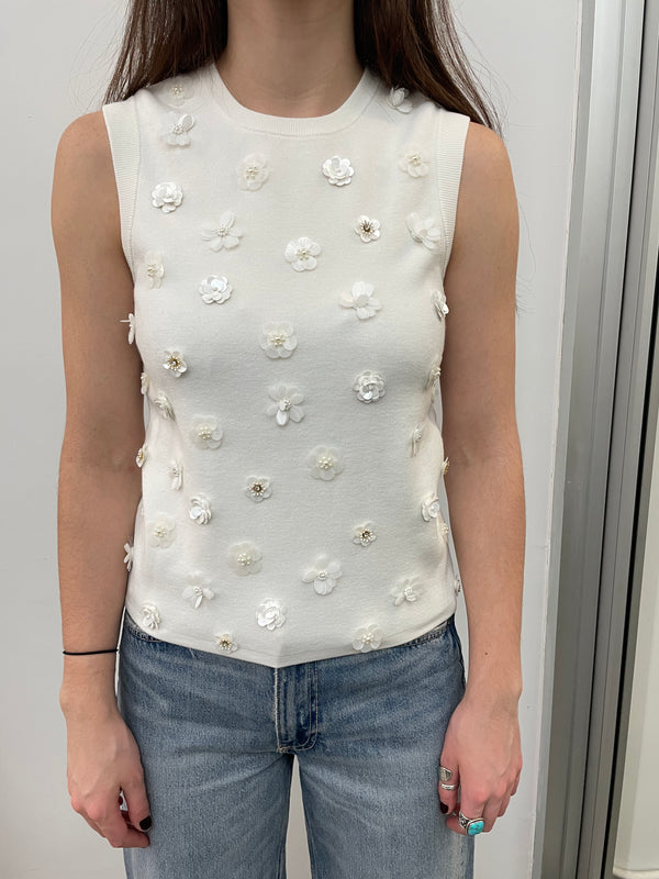 VISCOSE SHELL W/ FLORAL SEQUIN 95131