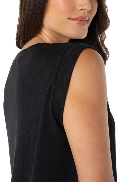 SLEEVELESS WOVEN KNIT TOP LM8E80PS6