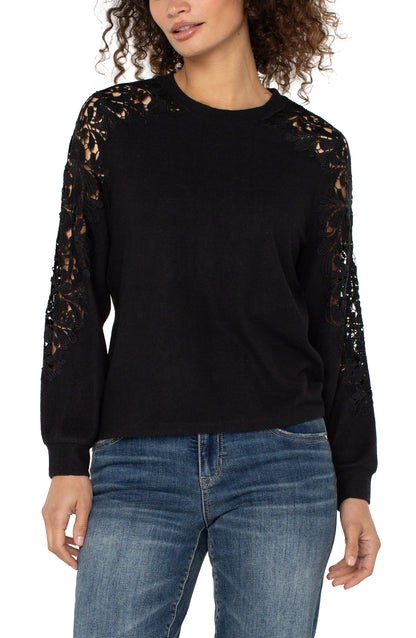 LACE INSET CREWNECK SWEATER LM8H89KN20