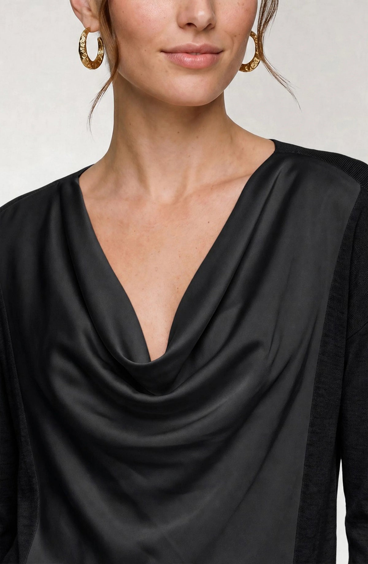LONG SLEEVE DRAPE NECK SWEATER LM8M14WF20
