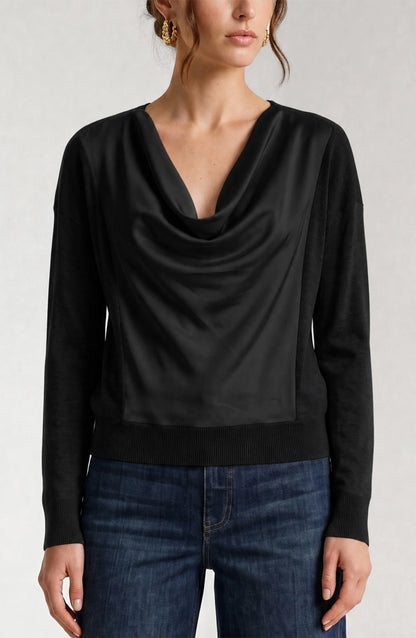 LONG SLEEVE DRAPE NECK SWEATER LM8M14WF20