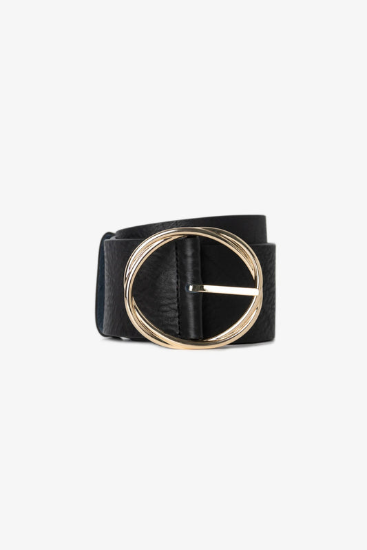 WIDE LEATHER BELT W/ TWIST BUCKLE LT9111