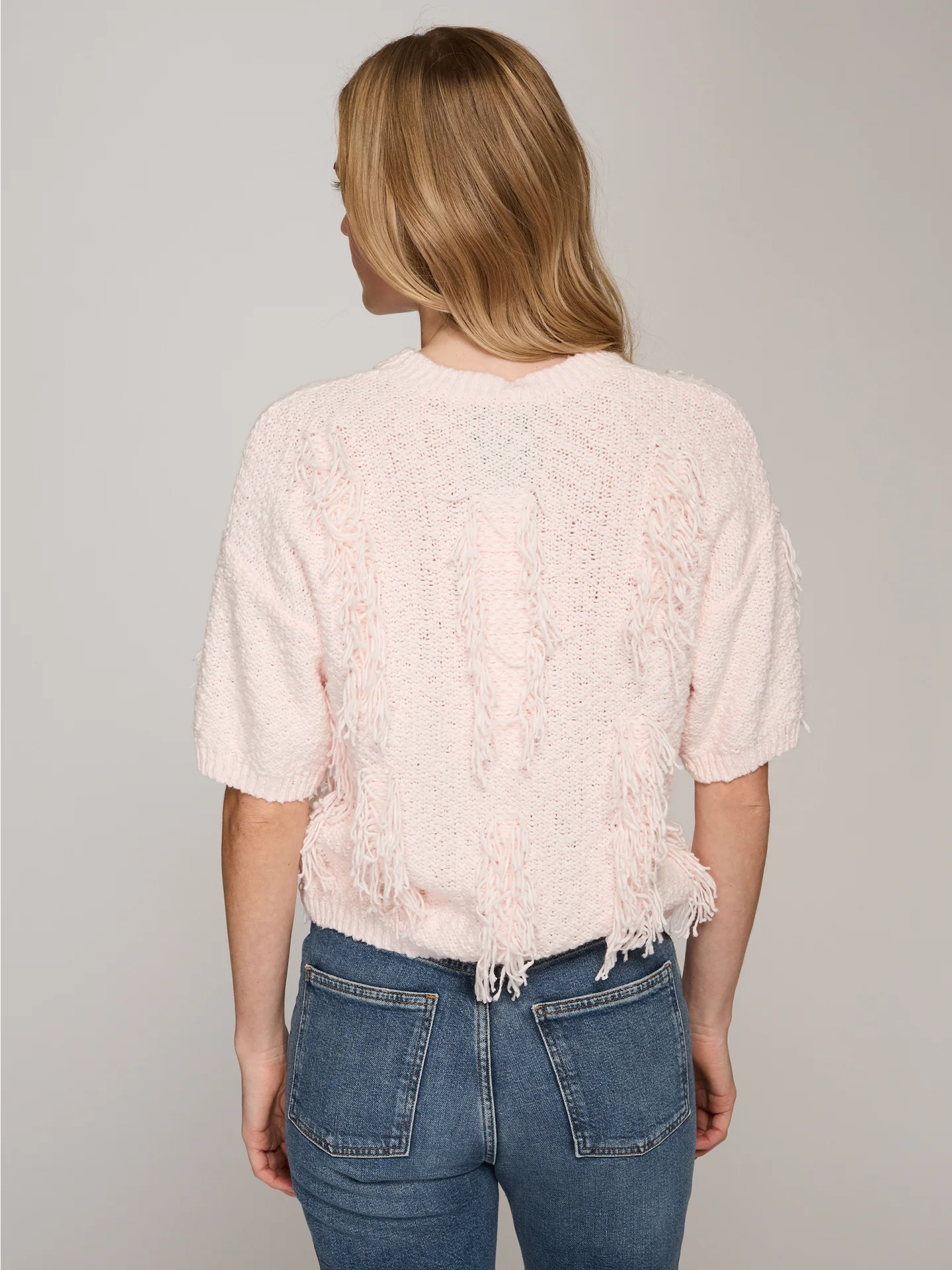 SHORT SLEEVE FRINGE CREWNECK NHT14617