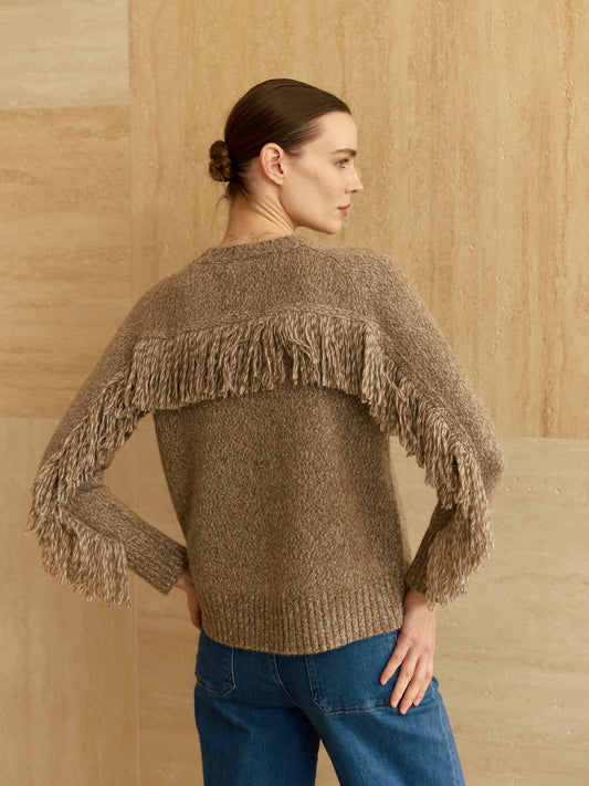 FRINGE CASHMERE SWEATER PLT3771A
