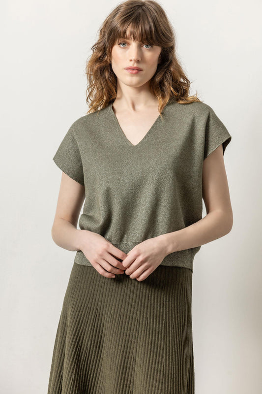 METALLIC VNECK SWEATER PA2755