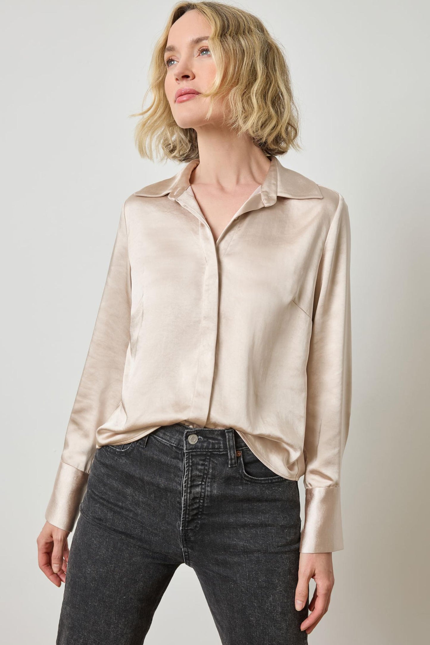 SATIN BUTTON DOWN PA3147