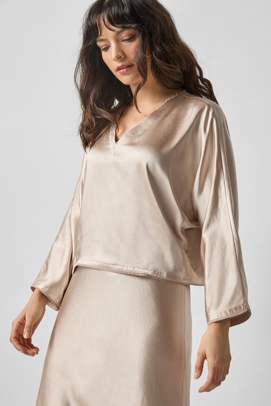 SATIN V NECK DOLMAN PA3149