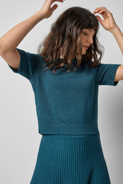 SHORT SLEEVE SPARKLE SWEATER PA3207